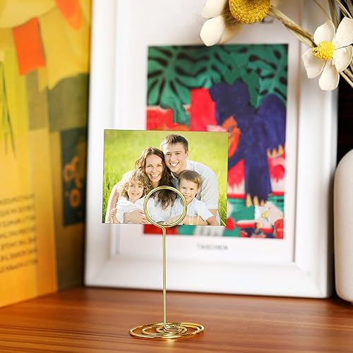 Miniatura 6 de TecUnite 48 soportes para números de mesa de 3.35 pulgadas, soporte para fotos, fotos, nombre, menú, clips para tarjetas de notas, soporte