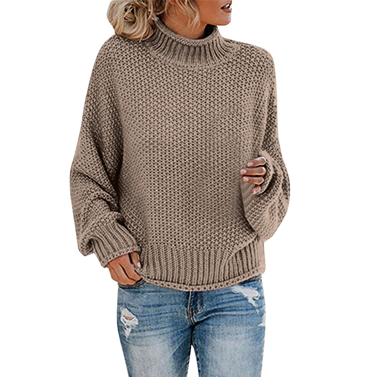 Turtle Neck Sweater for Women Winter Fall High Neck Long Sleeve Sweaters Pullover Outerwear Loose Chunky Knit Jumper