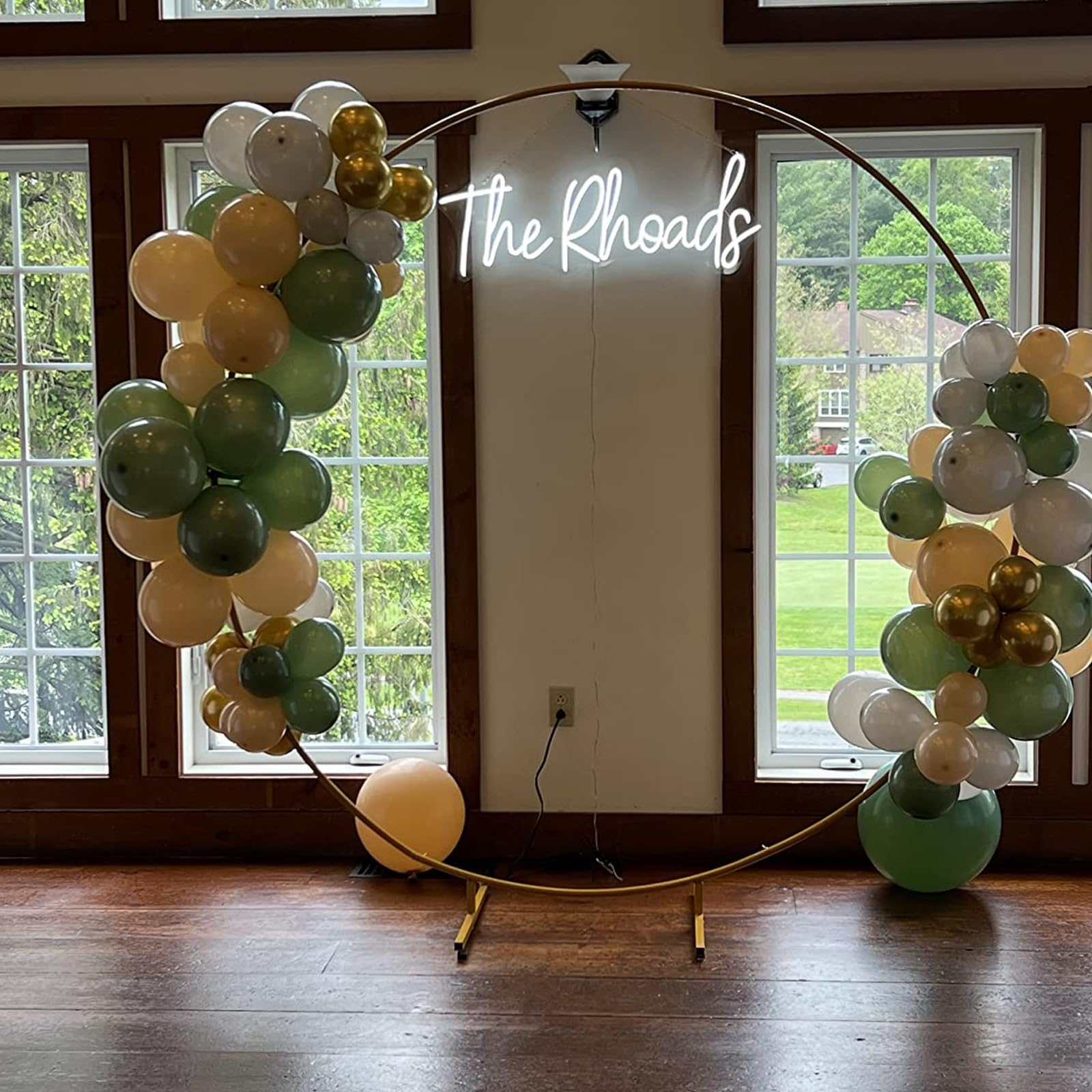Redondo De Globo, Marco De Globo, Soporte De Globo Reutilizable, Arco para Globos Decoracion Base, para Boda, San Valentín, Cumpleaños, Decoración De Fiestas(White,2.4m)