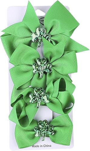 Miniatura 2 de Day Print - Juego de 4 pinzas para el cabello para niñas, accesorios para el cuidado del bebé de San Patricio, accesorios para niños (B, talla única)