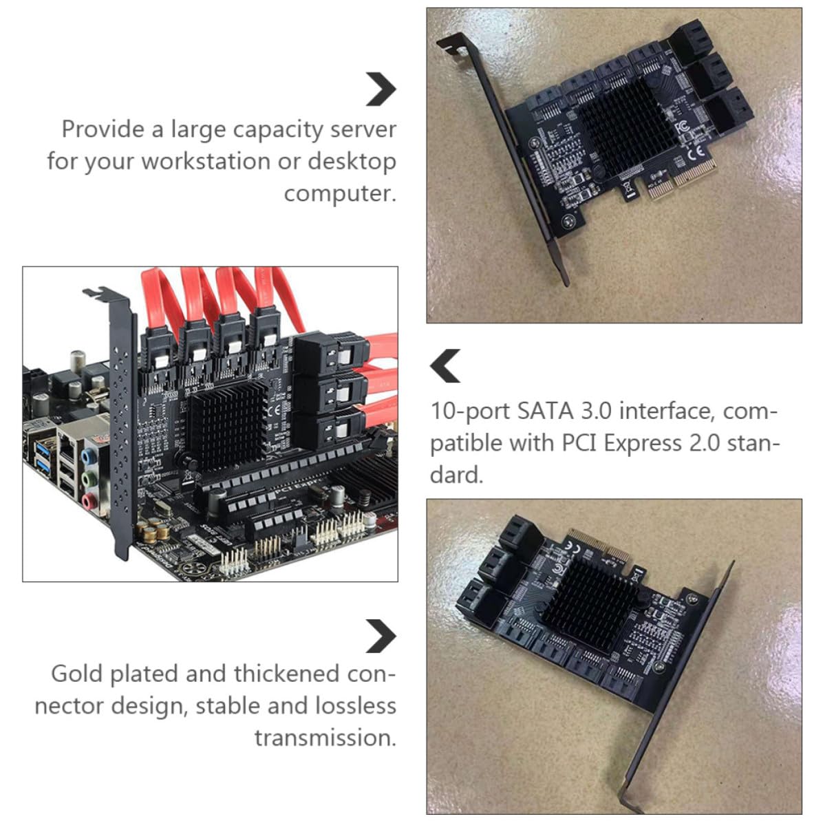 Scheda Wifi Stabile ad Alta Velocità 10 Porte Sata3.0 per PC Scheda di Espansione Pcie X4 per Workstation e Hard Disk
