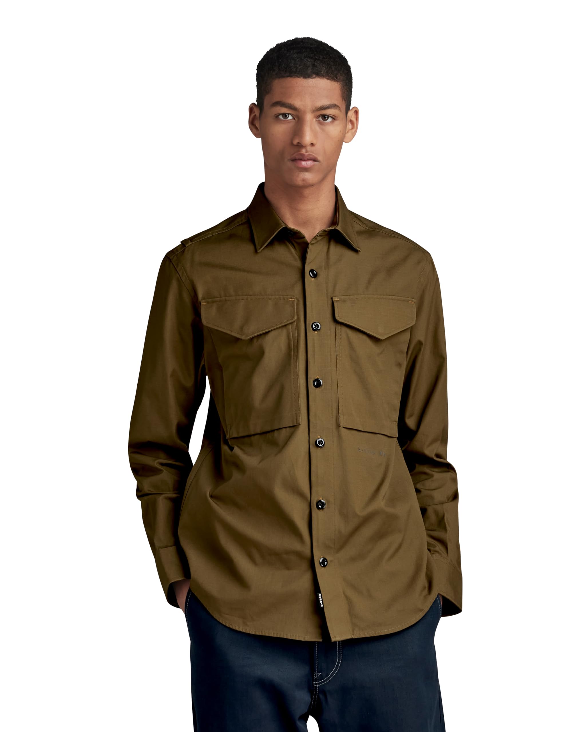 G-Star Men's Cargo Regular Shirt, Green (dark olive D22971-D384-C744), XS