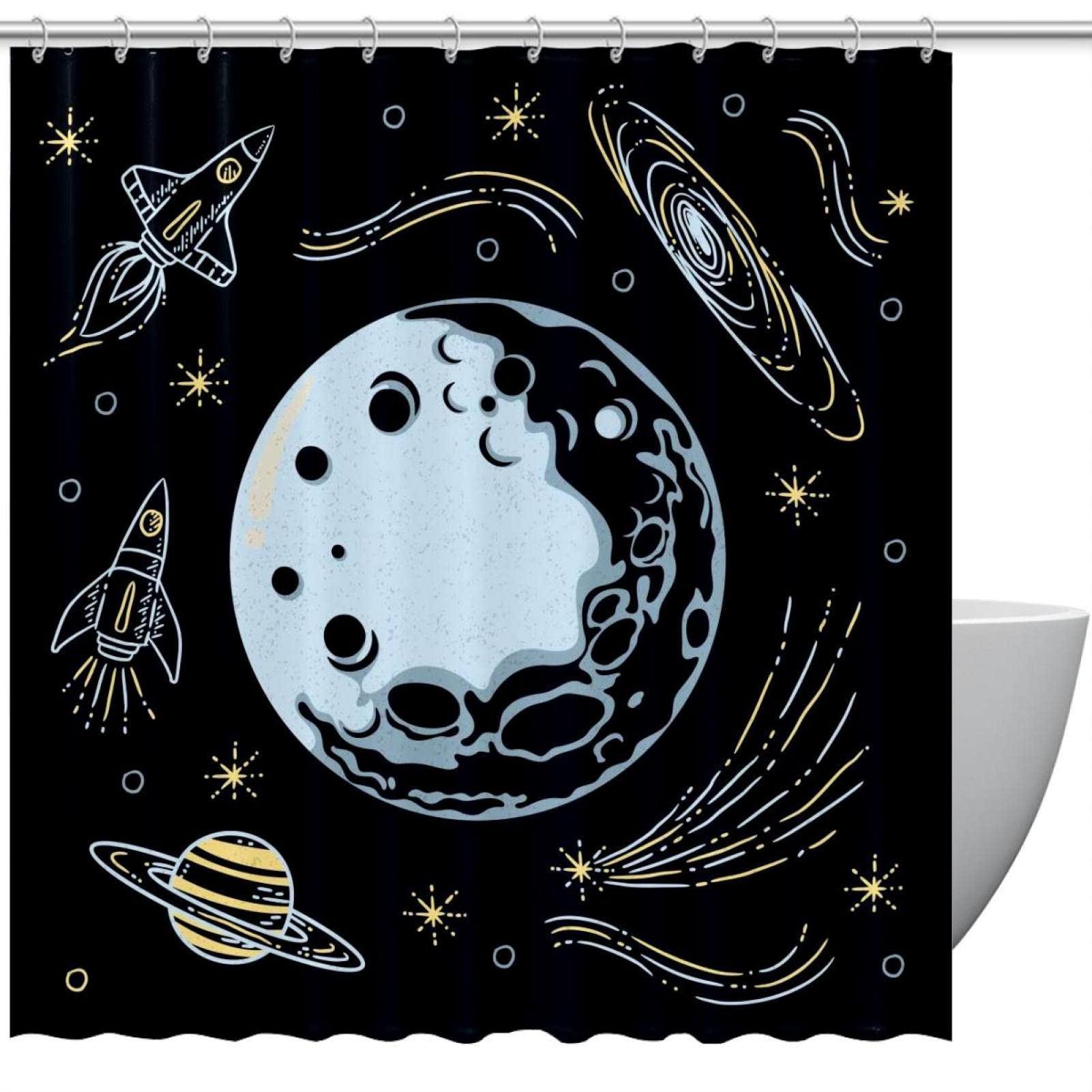 Rideau de douche galaxie noir anti-éclaboussures 183 x 183 cm