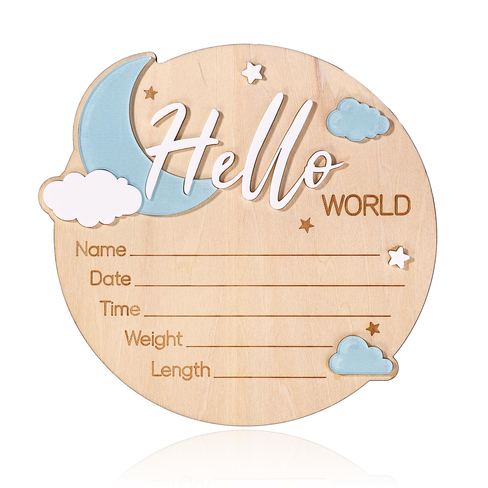 Cartello Hello World In Legno Per Neonato – 15 Cm, Con Oca E Margherita, Perfetto Per Foto Ricordo