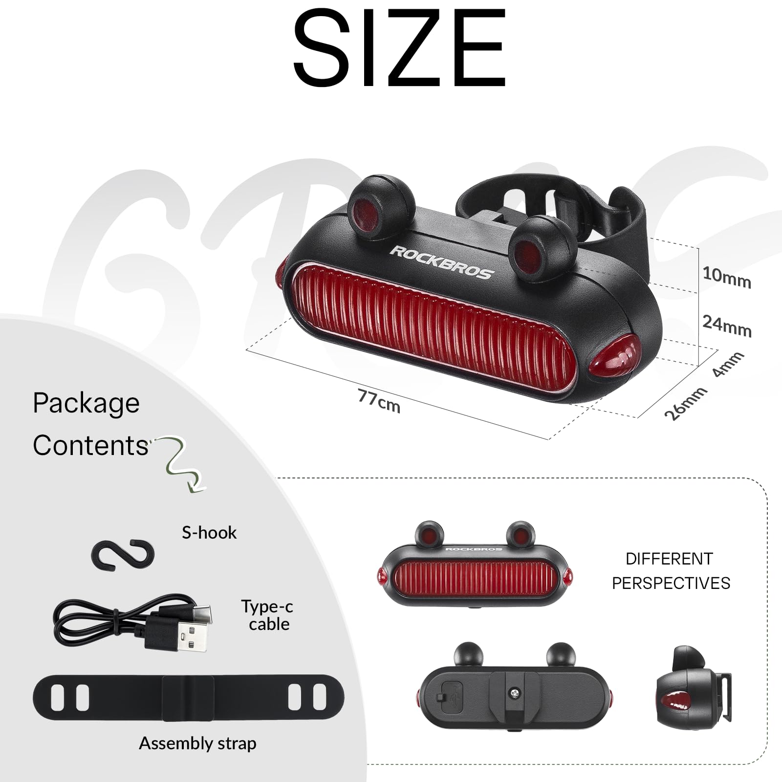 ROCKBROS Luce Posteriore Per Bici LED Impermeabile USB - Foto 2