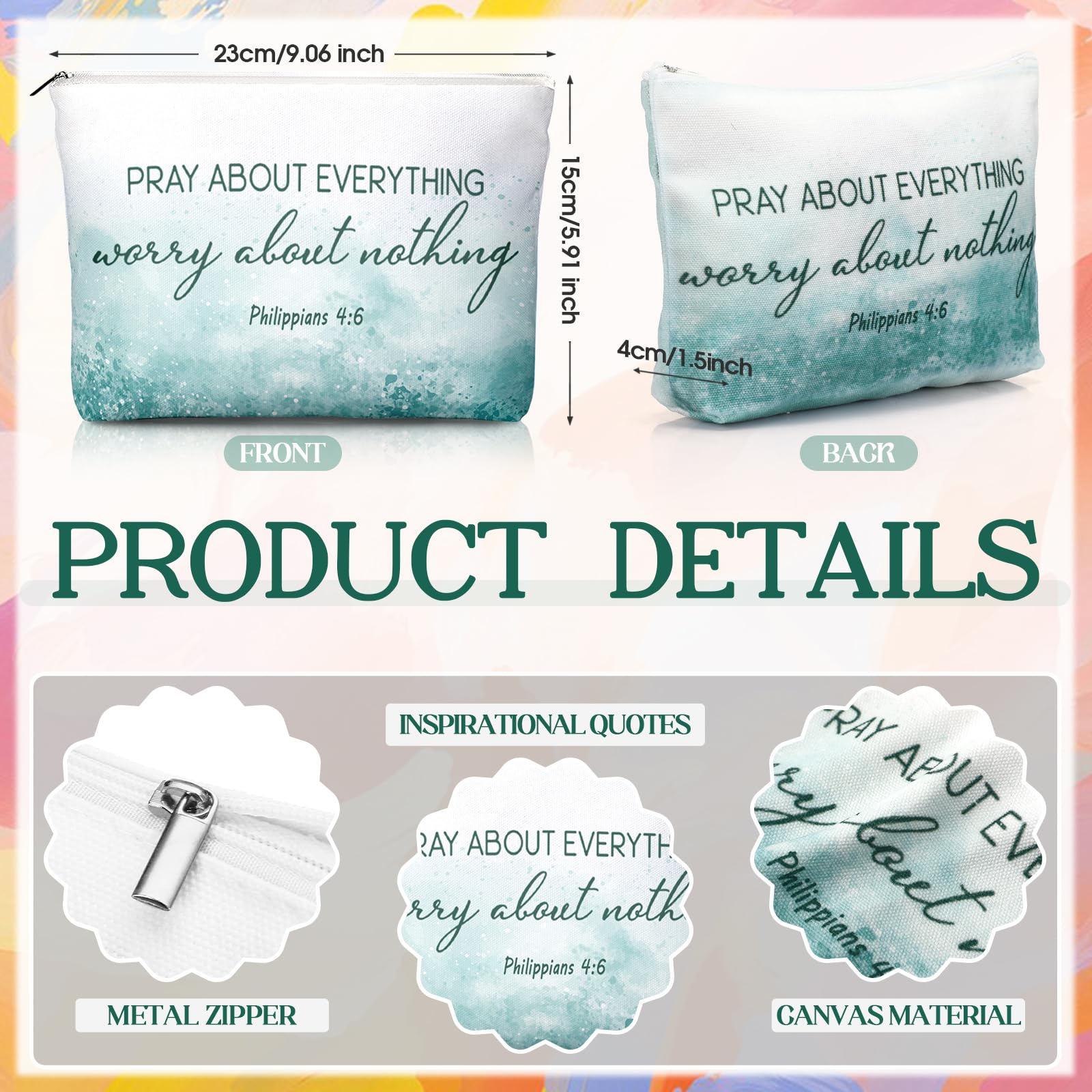 Reginary 10-Piece Christian Makeup Bag and Bible Verse Mirror Set