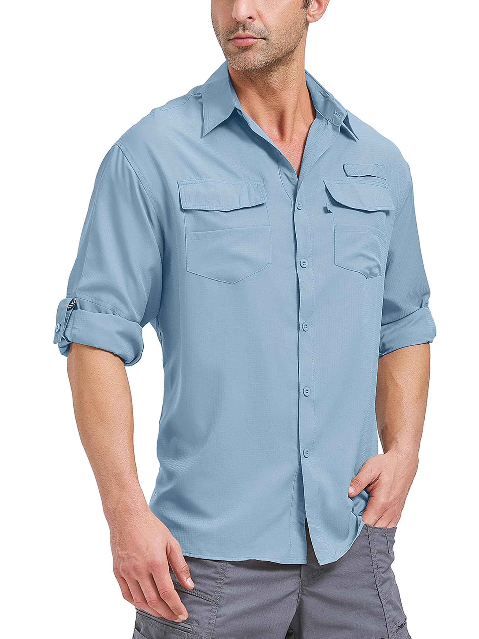 Asfixiado Mens Long Sleeve Fishing Shirts UV Protection UPF 50 + Outdoor Quick Dry Lightweight Cooling Hiking Shirt