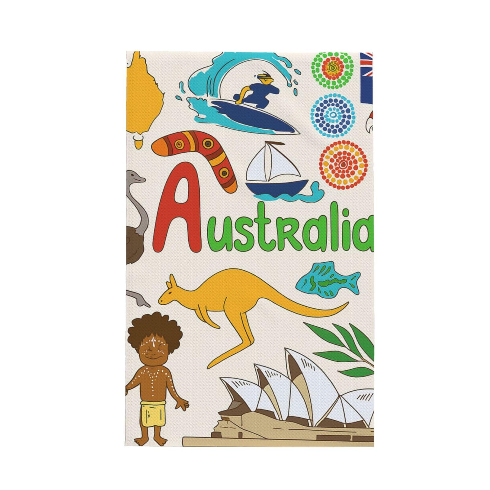 Xxahnbm Black Australia Icons Colorful Print Waffle Kitchen Towel,Absorbent Hand Towel
