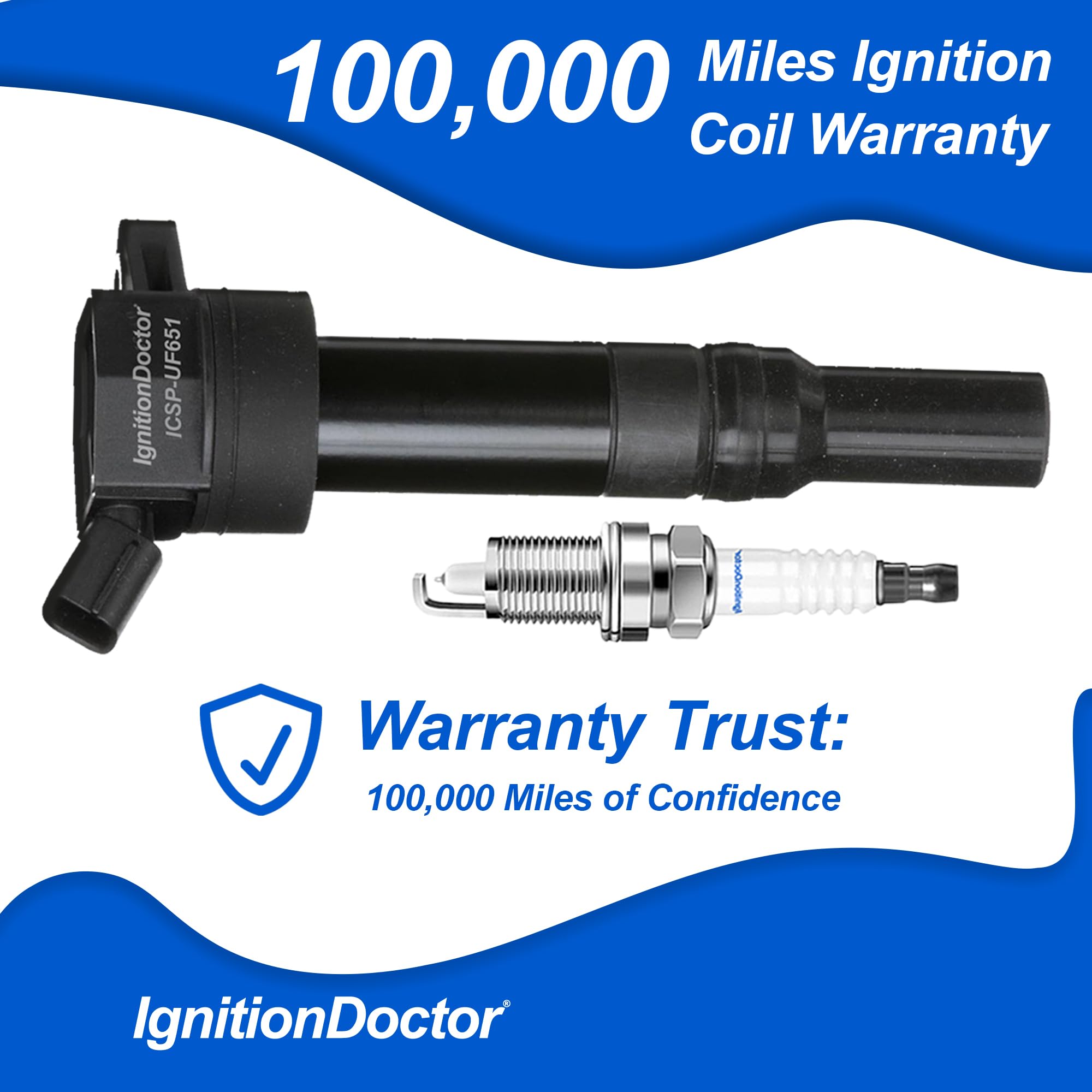 4 Pack Coil On Plug Set 4 Genuine Ignition Coils (UF651) & 4 Spark Plugs (9723) Kit For Hyundai Elantra, Kia Soul & More Ignition Coil And Spark Plug Set - Foto 6