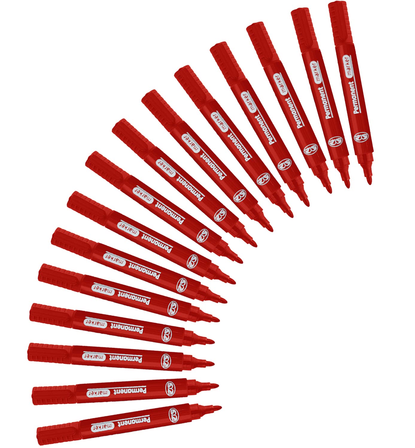JMS we create smile Red Permanent Markers Thick Bullet Tip Pens Waterproof Quick Drying Smear proof Pens Works on Cardboard Plastic Glass Wood Metal & Fabric Colouring Doodling Marking (15)