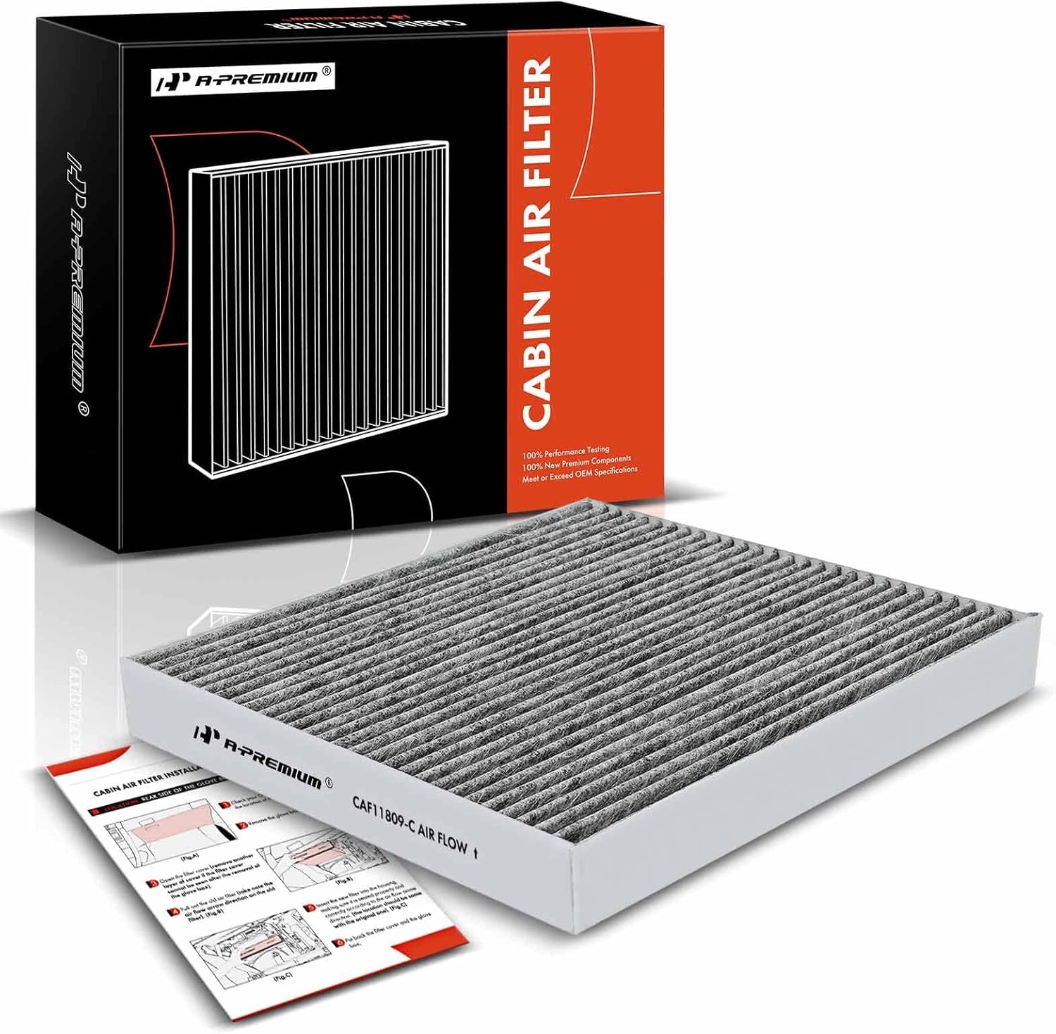 A-Premium Cabin Air Filter with Activated Carbon Compatible with Cadillac Escalade & Chevrolet Silverado 1500, Suburban, Tahoe & GMC Sierra 1500, Yukon XL, 2014-2020, 4.3L 6.2L, Replace# 22808781