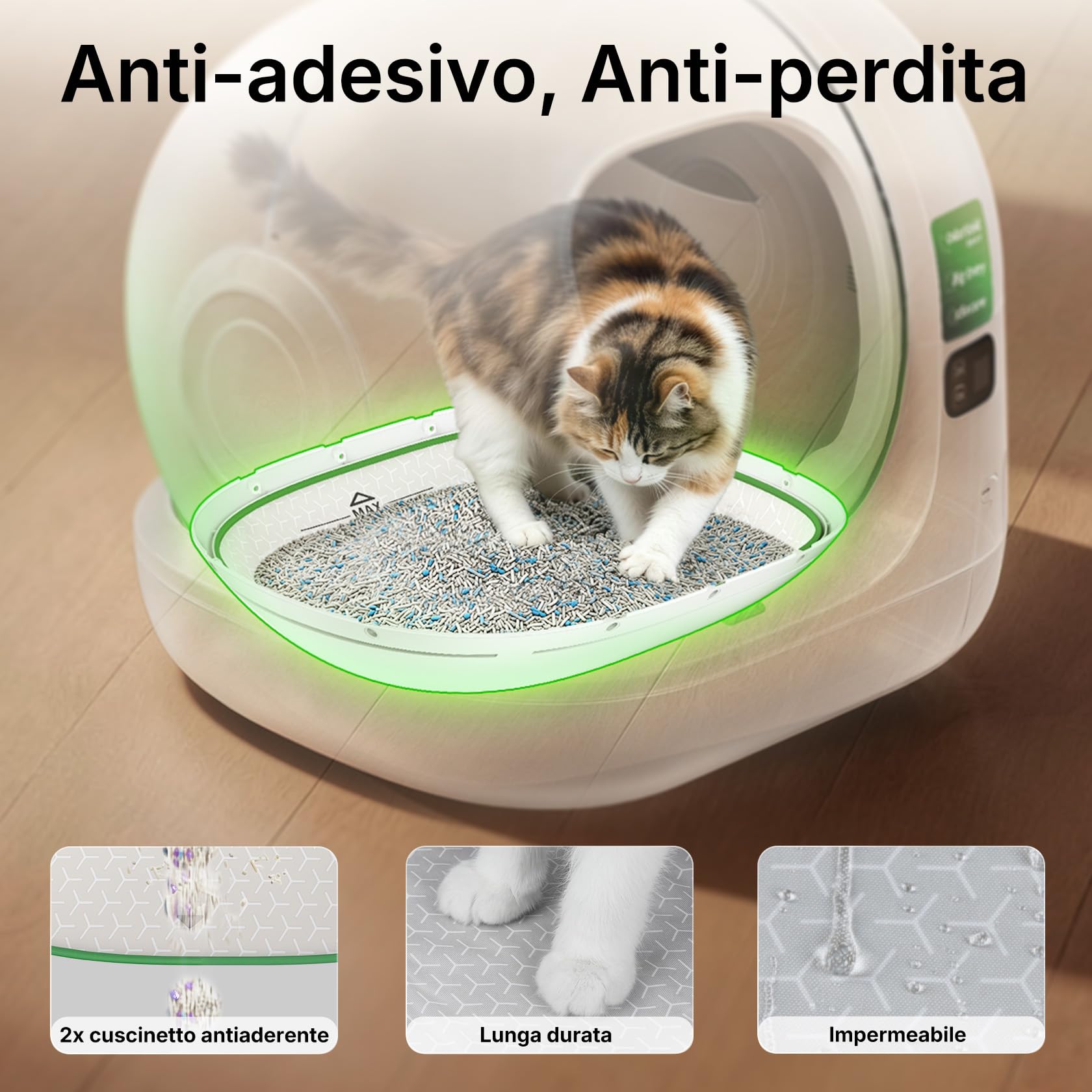 PETKIT PUROBOT MAX 3 Lettiera Gatto Autopulente, Ampio Ingresso, Spazio 76L, Doppio Sistema Deodorante, Design Anti-Perdite, xSecure Anti-Intrappolamento, Controllo App, Ideale per Famiglie Multigatto
