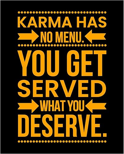 AMERICAN LUXURY GIFTS Karma Has No Menu - Arte de pared motivacional - Decoración moderna de escritorio para sala de estar, escuela y oficina -