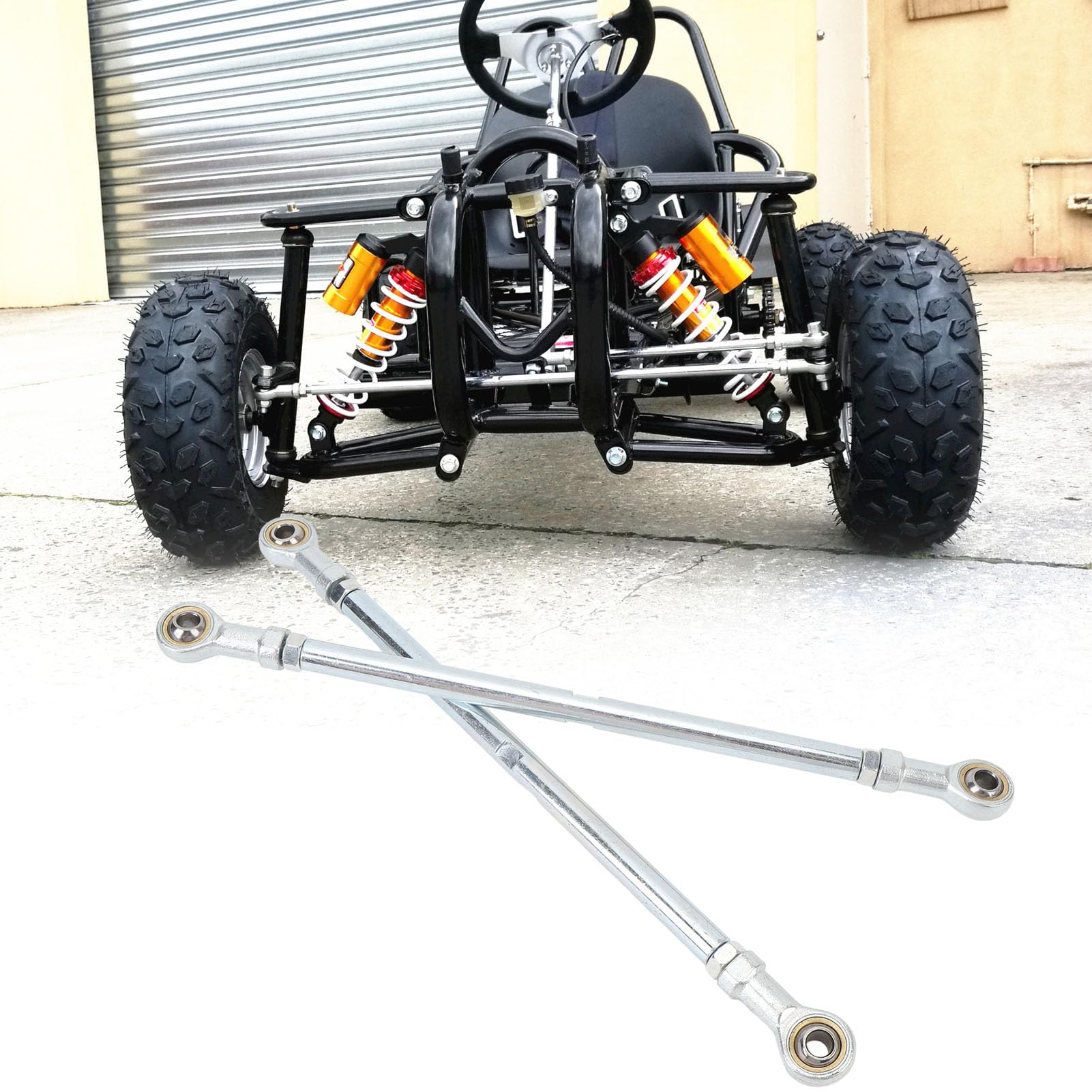 1 paire de biellettes de direction 295 mm 8 mm en alliage d'acier haute résistance longue durée pour kart, VTT, chariot de course