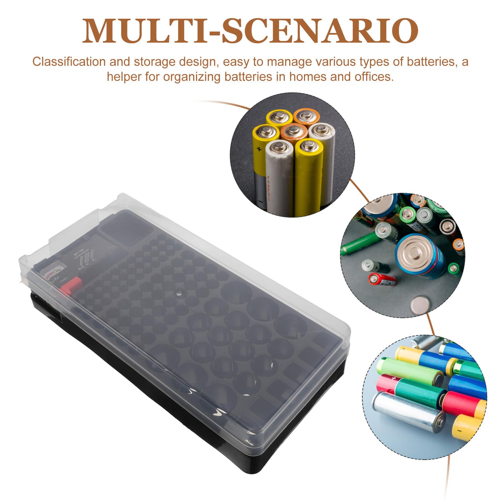 Organizador de Baterías Transparente para Pilas AA AAA Recargables, Estuche de Almacenamiento Probador Led, Caja Compacta para Hogar y Viajes Segura y Portátil