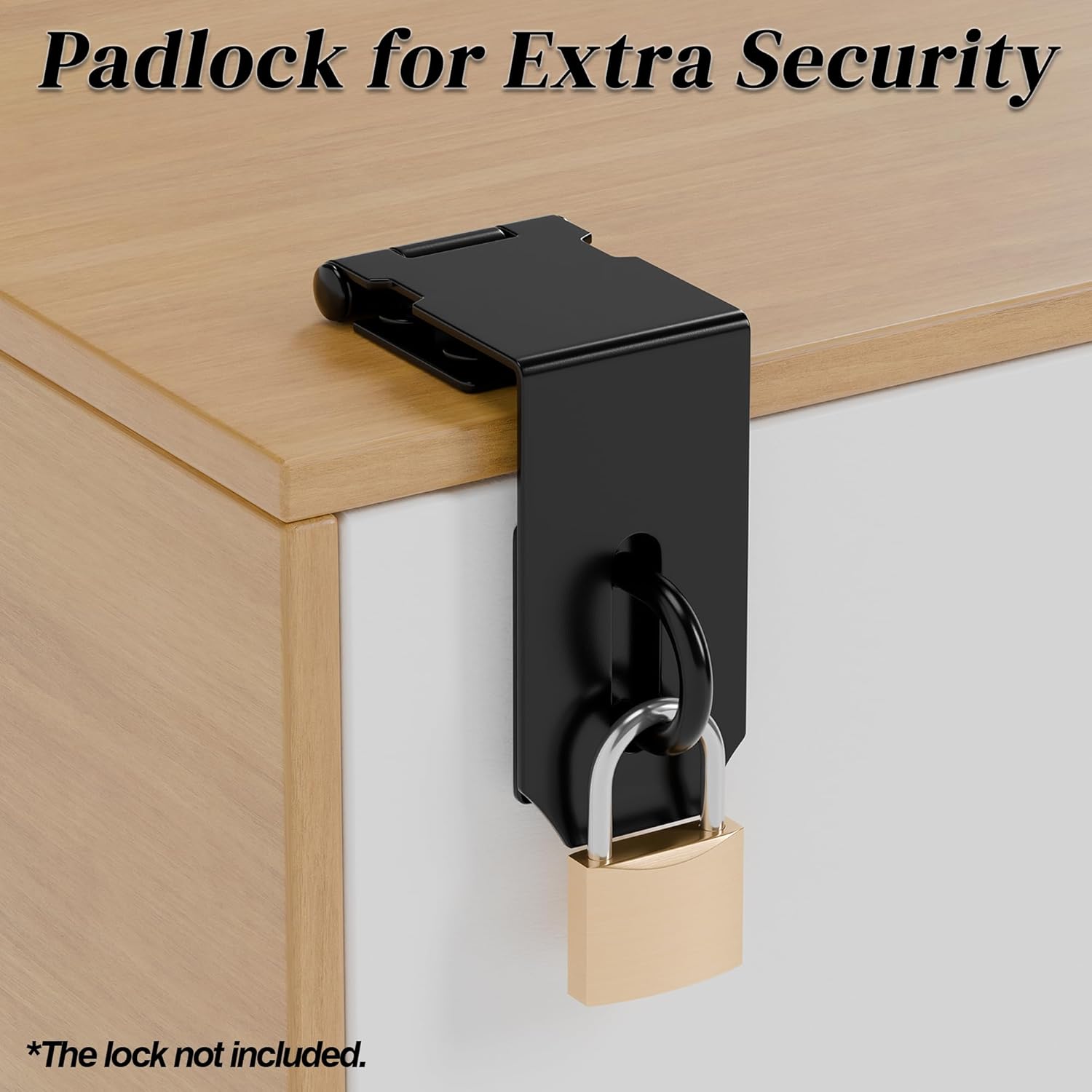 5 Inch Door Hasp Latch, 90° Right Angle Heavy Duty Stainless Steel Padlock Latch, Extra Thick Door Lock Hasp, Suitable for Cabinets, Drawers, Wooden Boxes, and Bookcases, Black, 4 Pack