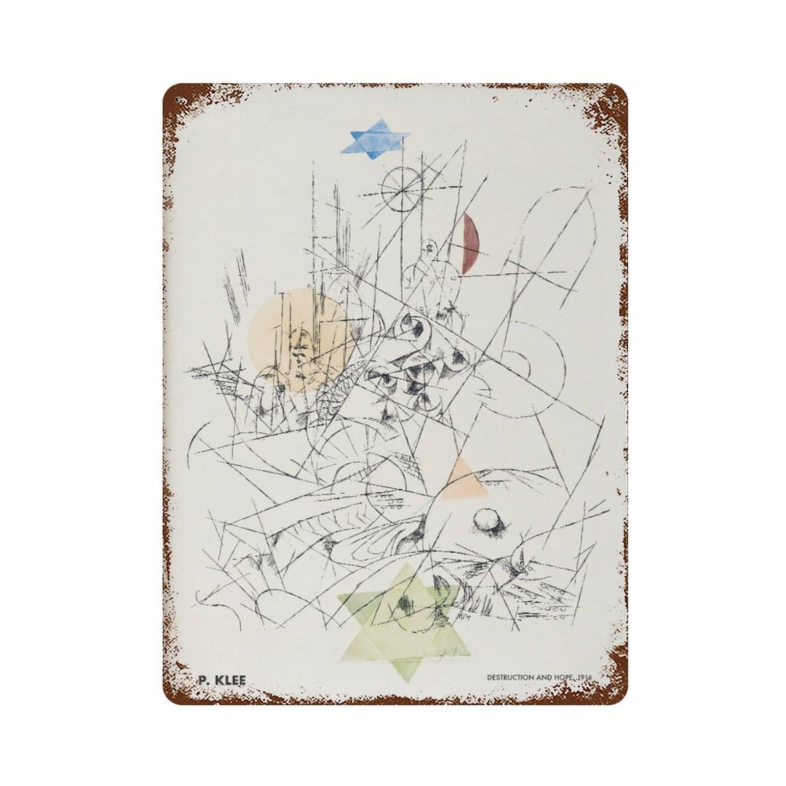 xiaoxiaoshen Paul Klee 'destruction And Hope' Surrealism Wall Decor Art Metal Tin Poster Modern Home Decor Art Home Bar Shop Decorations Vintage Sign 40x30cm