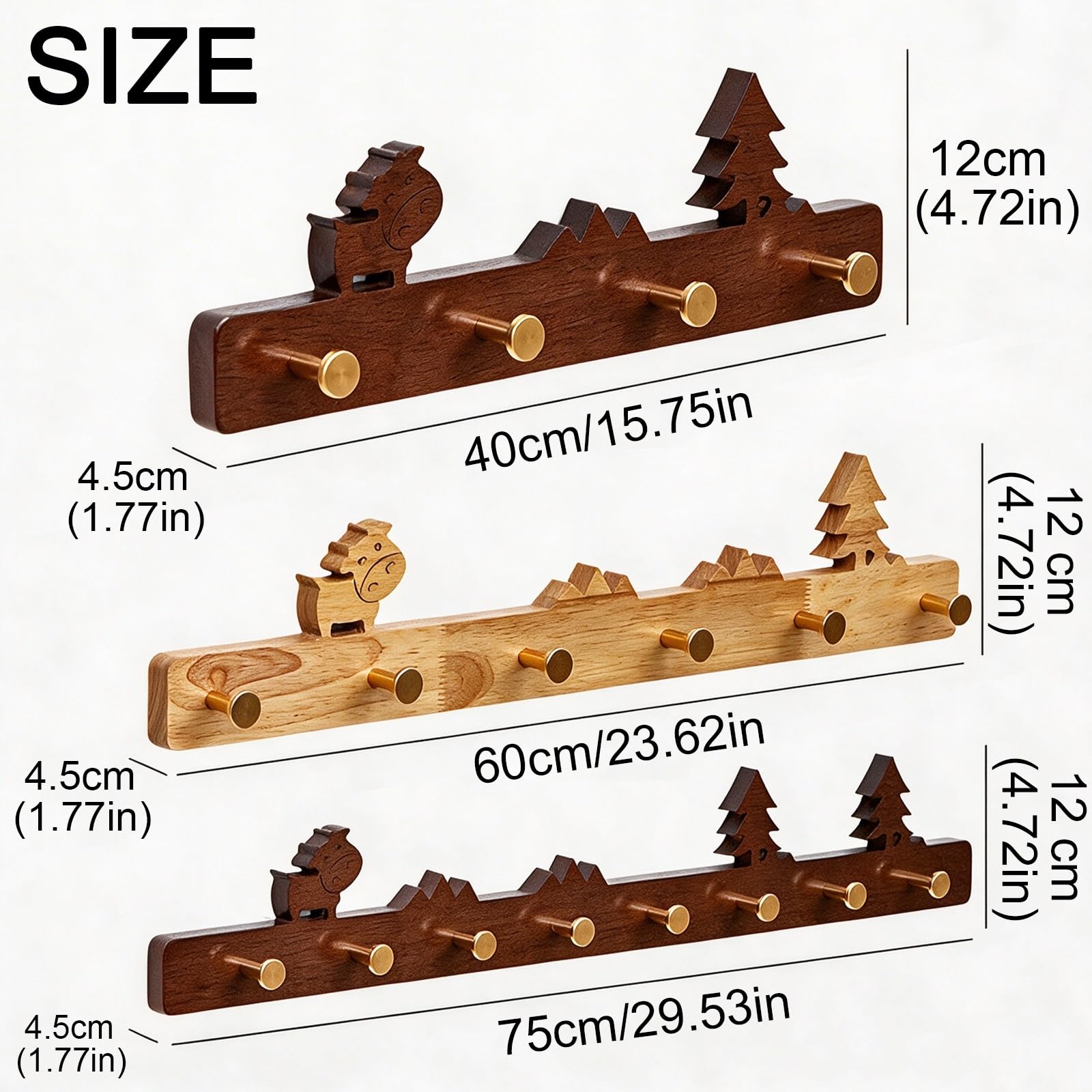 Appendiabiti da Parete in Legno Massello, Ganci Creativi per l'Ingresso