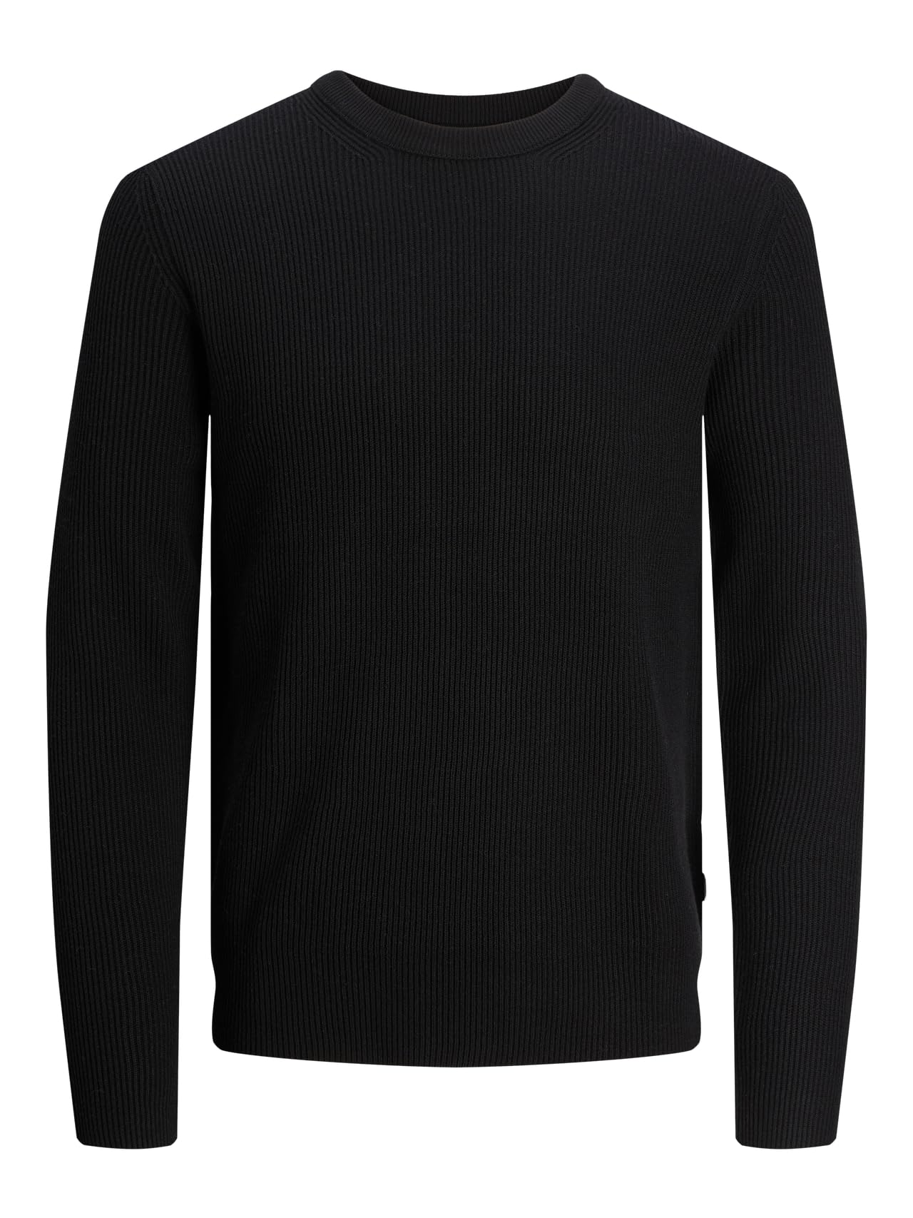 JACK & JONES Male Knitted Jumper Plain Knitted Jumper, Black, XXL
