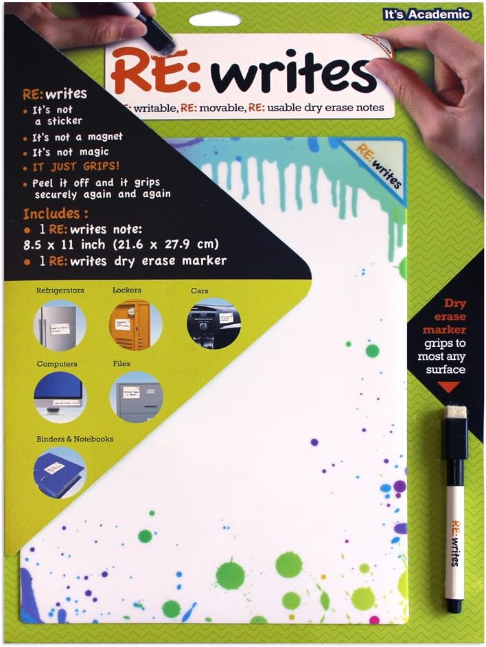Re:Writes 8.5 x 11 Inches, Assorted Fashion Designs, Design May Vary, 1 Note and 1 Dry Erase Marker (07071)