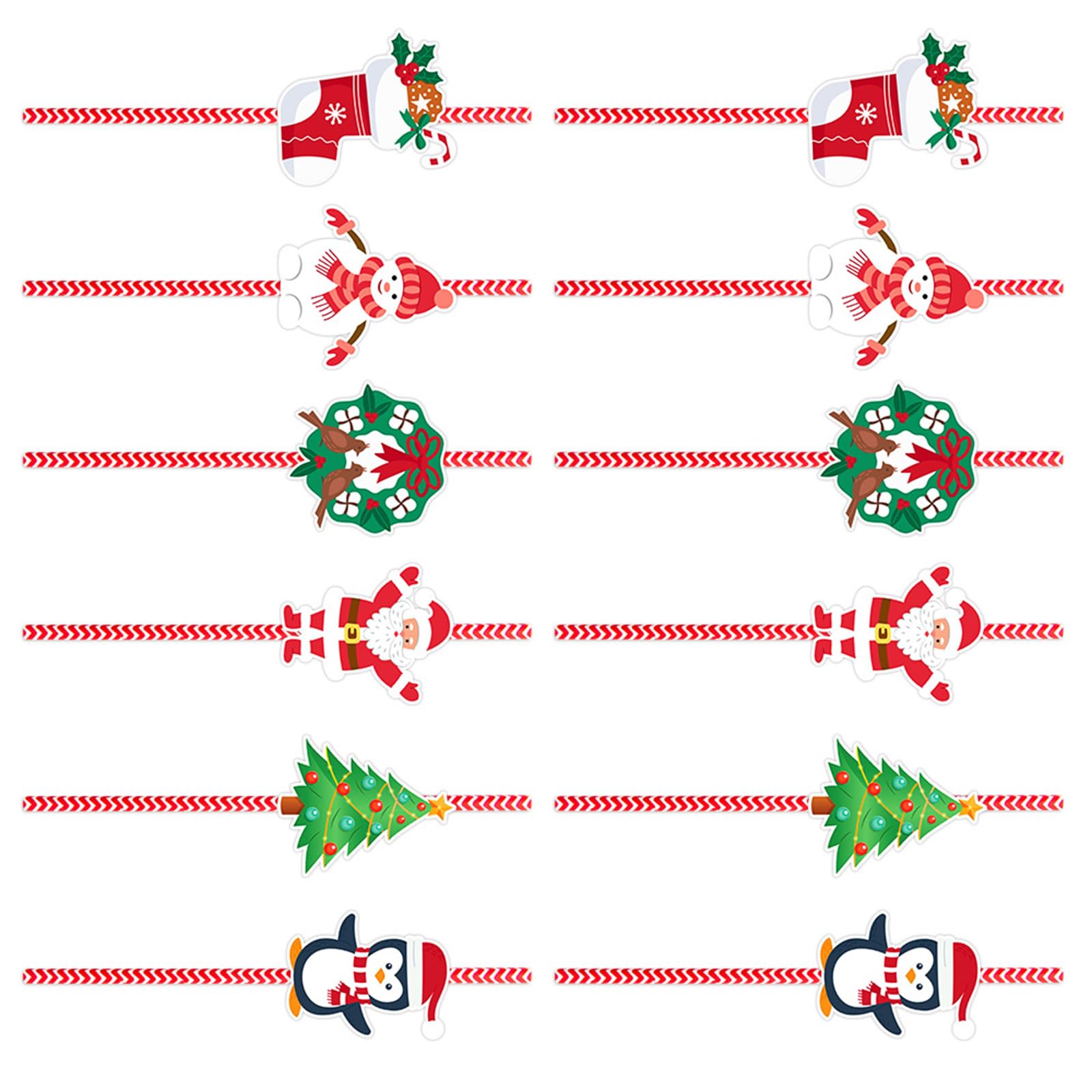 Xjdzineq Christmas Straws Decorative Tree for Beverages Party Supplies Cartoon Straws