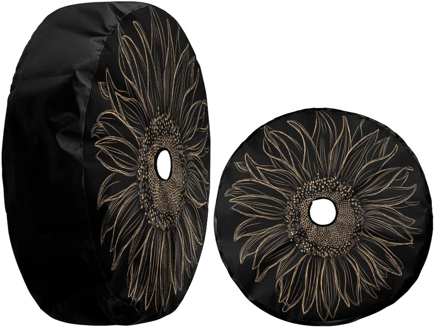 Delerain Spare Tire Cover with Backup Camera Hole Sunflower Wheel Covers Waterproof Dust-Proof UV Sun Universal Fit for RV Trailer RV SUV Truck (18 Inch for Diameter 32"-34")