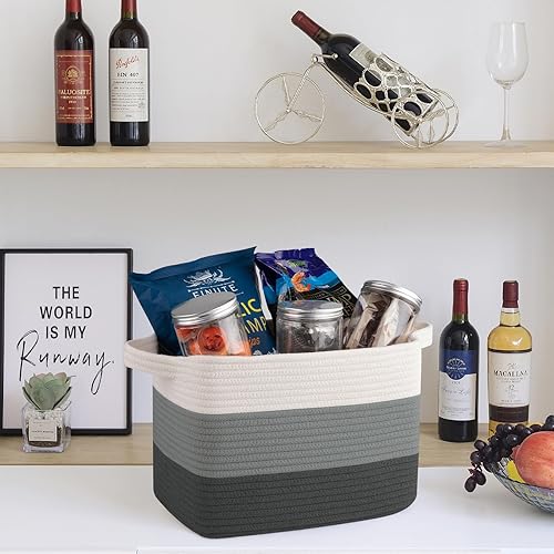 Vista 19 de OIAHOMY Cesta de almacenamiento, cestas tejidas para almacenamiento, cesta de cuerda de algodón para juguetes, cestas de toalla para baño, paquete