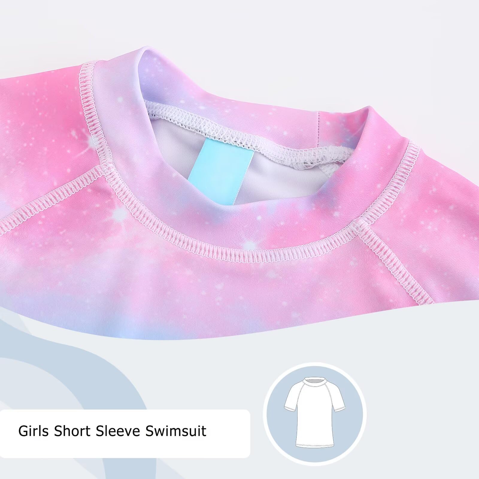 Aisyee Schwimmshirt Mädchen Einteiler Kurzarm Badeshirt Kinder Mädchen Badeanzug 110 164/5-16 Jahre