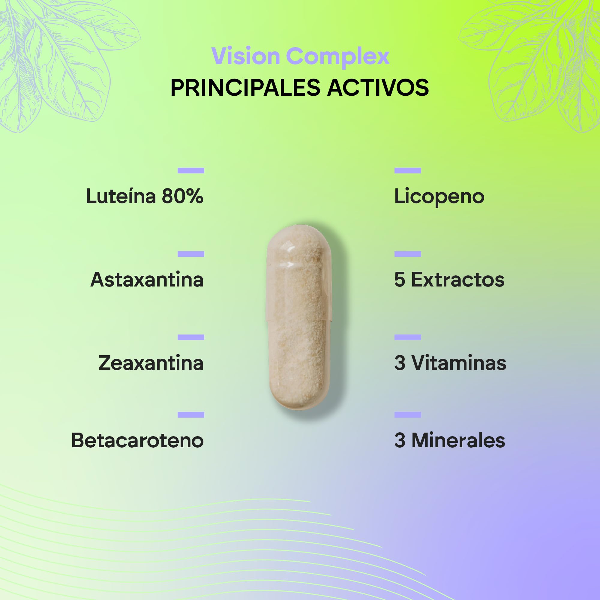 Vision Complex Luteína + Zeaxantina + Astaxantina - Vitaminas C E y A - Para Ojos - Complejo 18 Ingredientes con Zinc Selenio Cobre Licopeno + Tiamina Riboflavina - 60 Cápsulas Nutralie