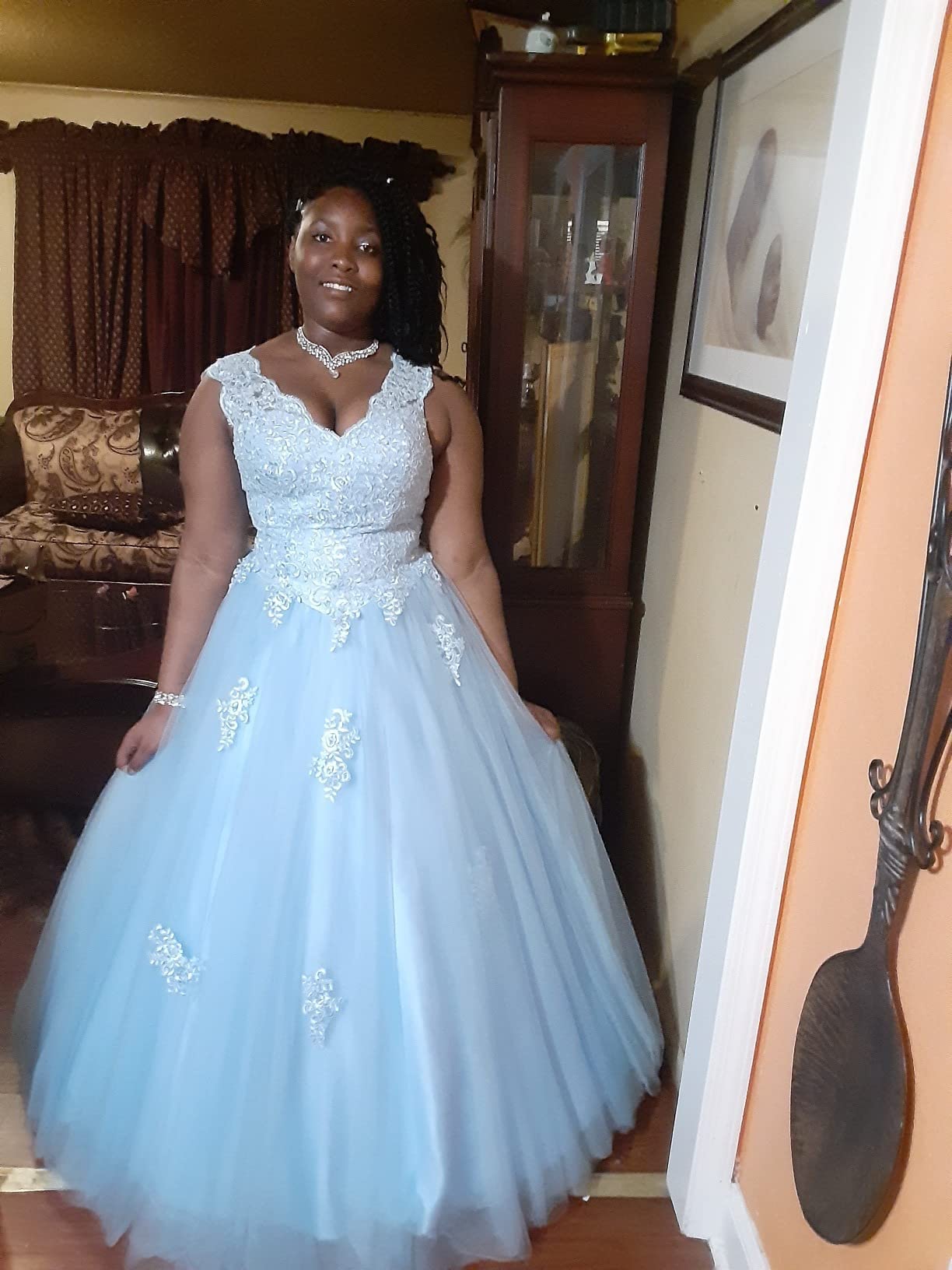 QXMYOO Vestido largo de quinceañera para mujer, lindo, 44
