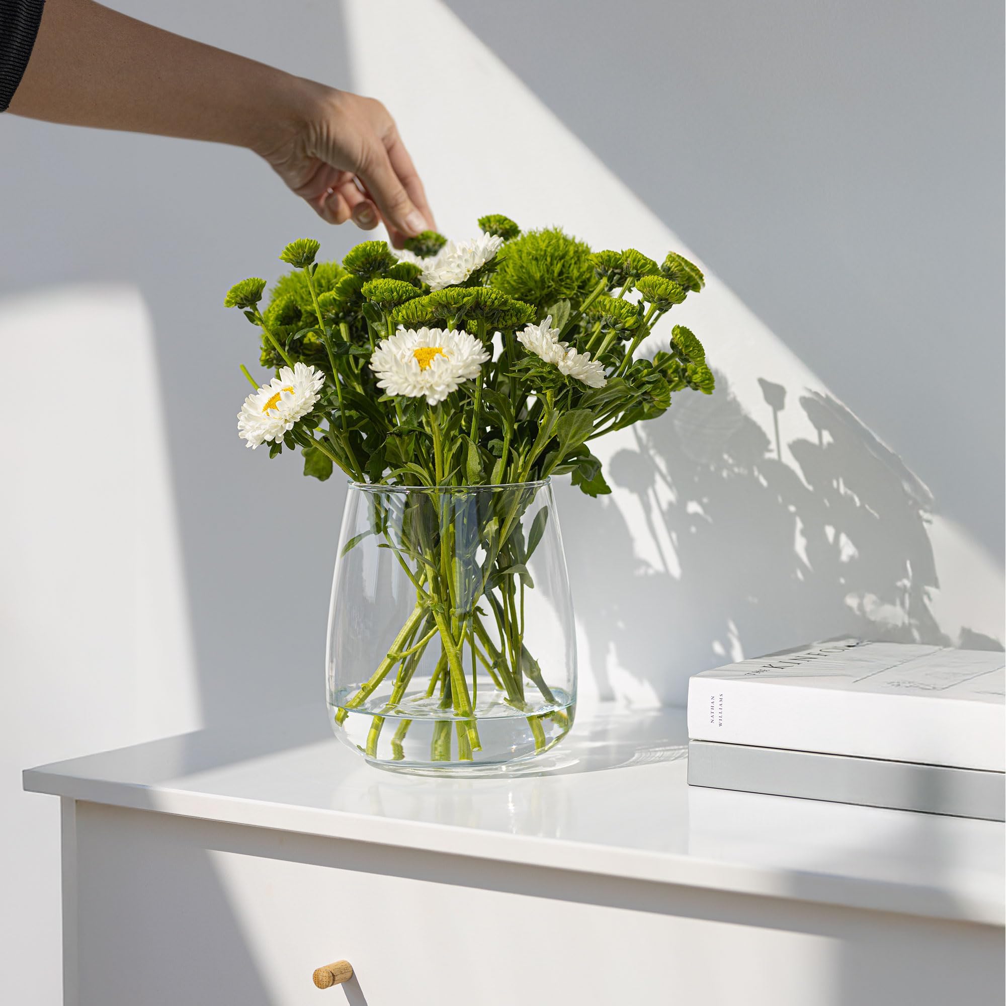 TREND FOR HOME Vaso Grande da Interno A: 22.7 cm Vetro Trasparente Rotondo per Pampas per Rose Tulipani Decorazioni Matrimonio Fiori, Ø 19 cm, 5090 ml, Zinnia