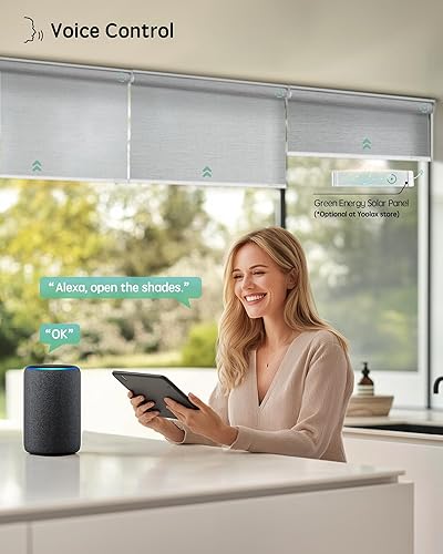 Miniatura 111 de Yoolax Persianas motorizadas con control remoto, persianas inteligentes opacas para ventanas, persianas enrollables motorizadas, persianas Tela