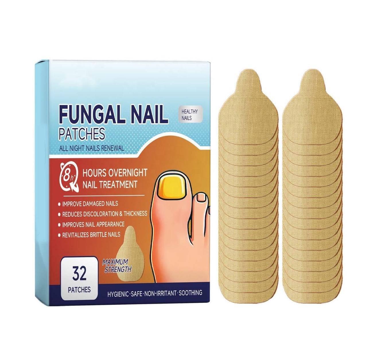 Boxania® Over Night Renewal Nail Treatment Patch Hydrogel Nail Care Fast Effective Nail Repair Patches 32 pcs-image-27