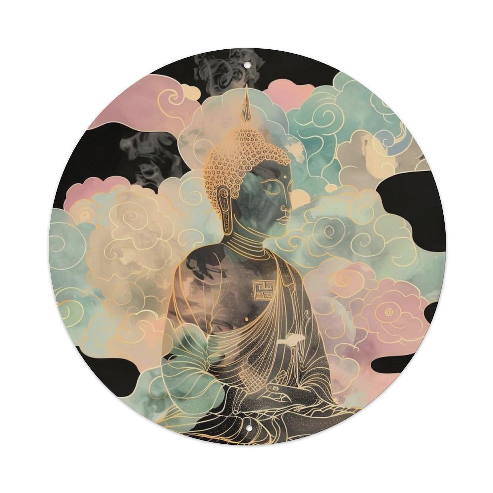 Buddhism Buddha Statue on The Clouds Metal Tin Sign