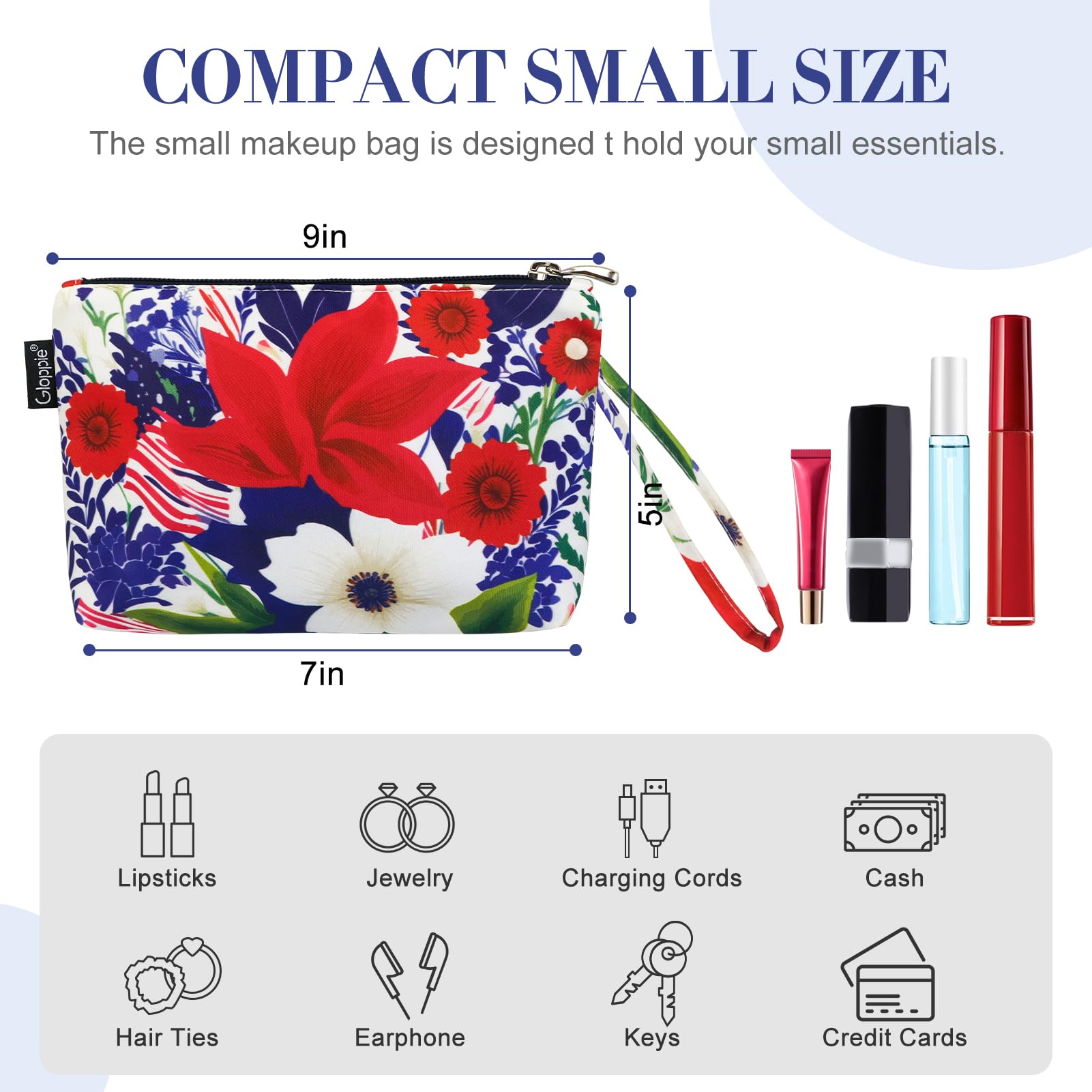 Gloppie Makeup Bag Girls Travel Make up Bags for Women Toiletry Bags Small Wash Bag, Rose, Standard - Image 2