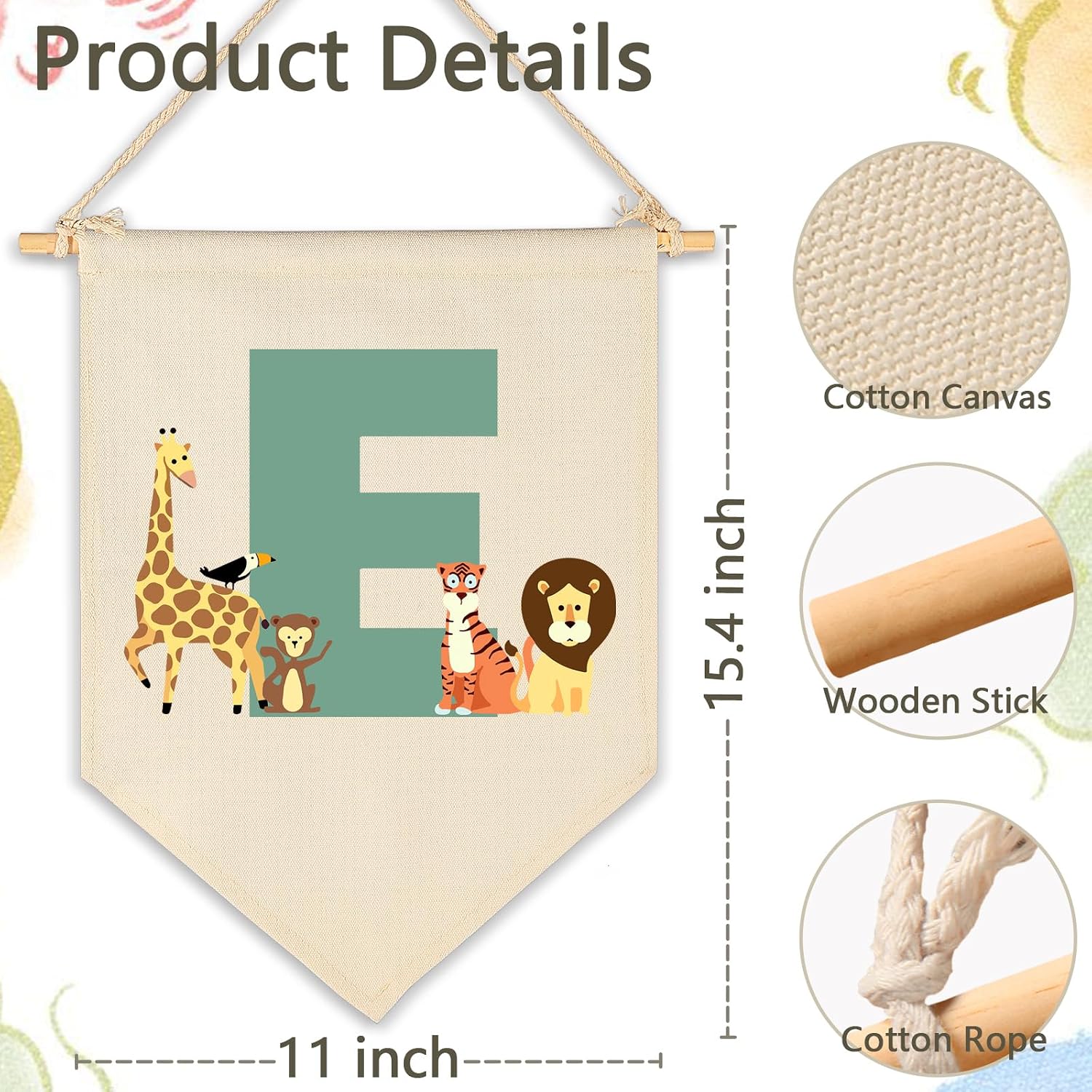 DIY Write-On Initial Pennant, Personalized Nursery Gift, Letter E image 4
