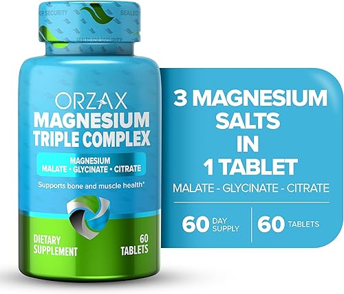 Miniatura 5 de ORZAX Complejo triple de magnesio  Glicinato de magnesio, citrato, malato  vegano, sin gluten, sin lácteos, halal  200 mg de magnesio triple