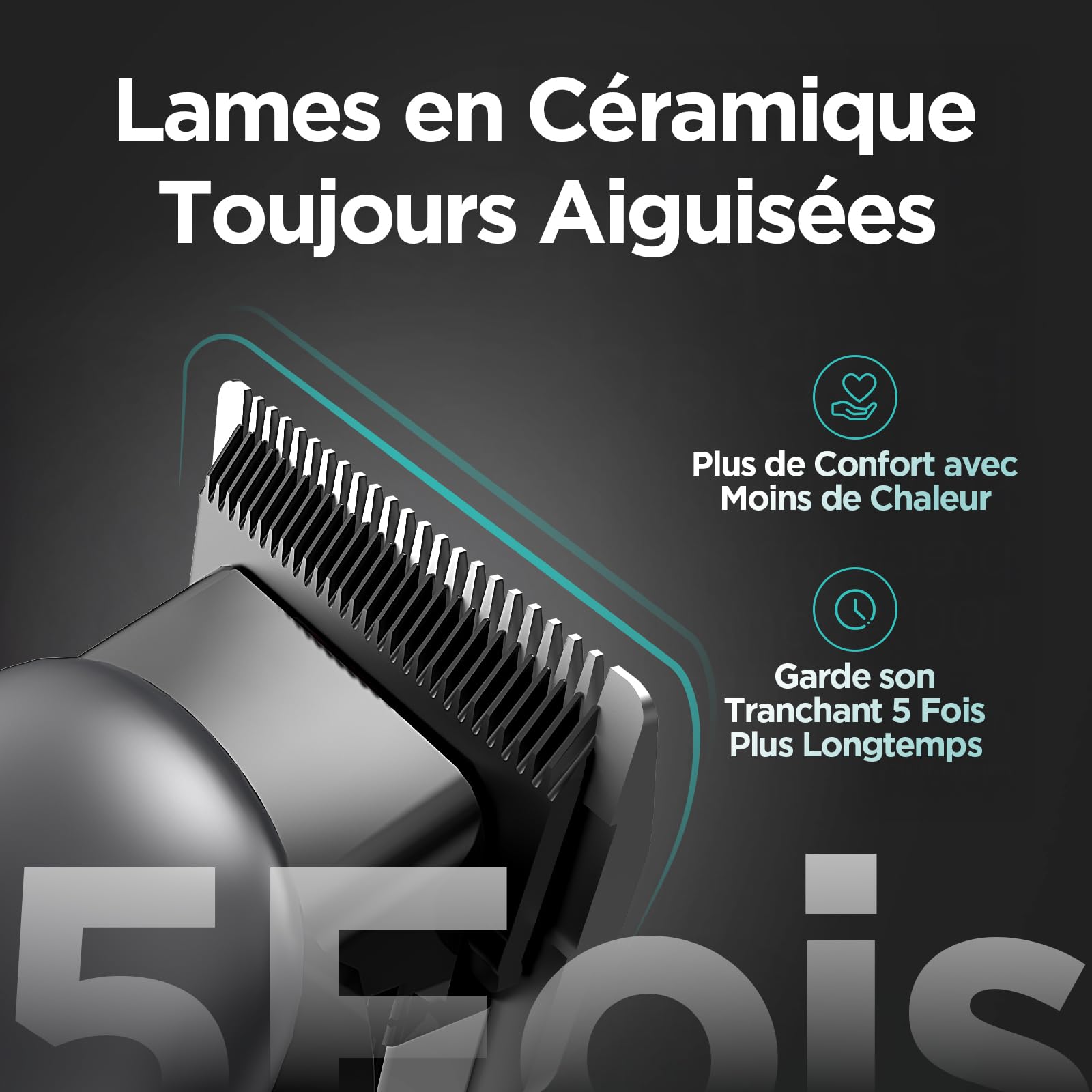 Yineel Tondeuse Cheveux Hommes Professionnelle, Kit Tondeuse Barbe et Cheveux sans Fil, Tondeuse Électrique avec Lame Céramique et Coupe-Cheveux de Précision, Cadeau pour Homme/Femme/Famille/Barbiers