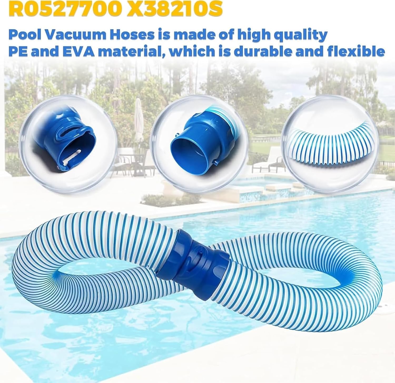 Pool Cleaner Hose for X7 T3 T5 MX6 MX8,R0527700 Pool Vacuum Twist Lock Hose Replacement Parts,Swimming Pool Vacuum Hose Replacement Kit,Single length 39 inches,Easy Install Easy to Use (6PCS)