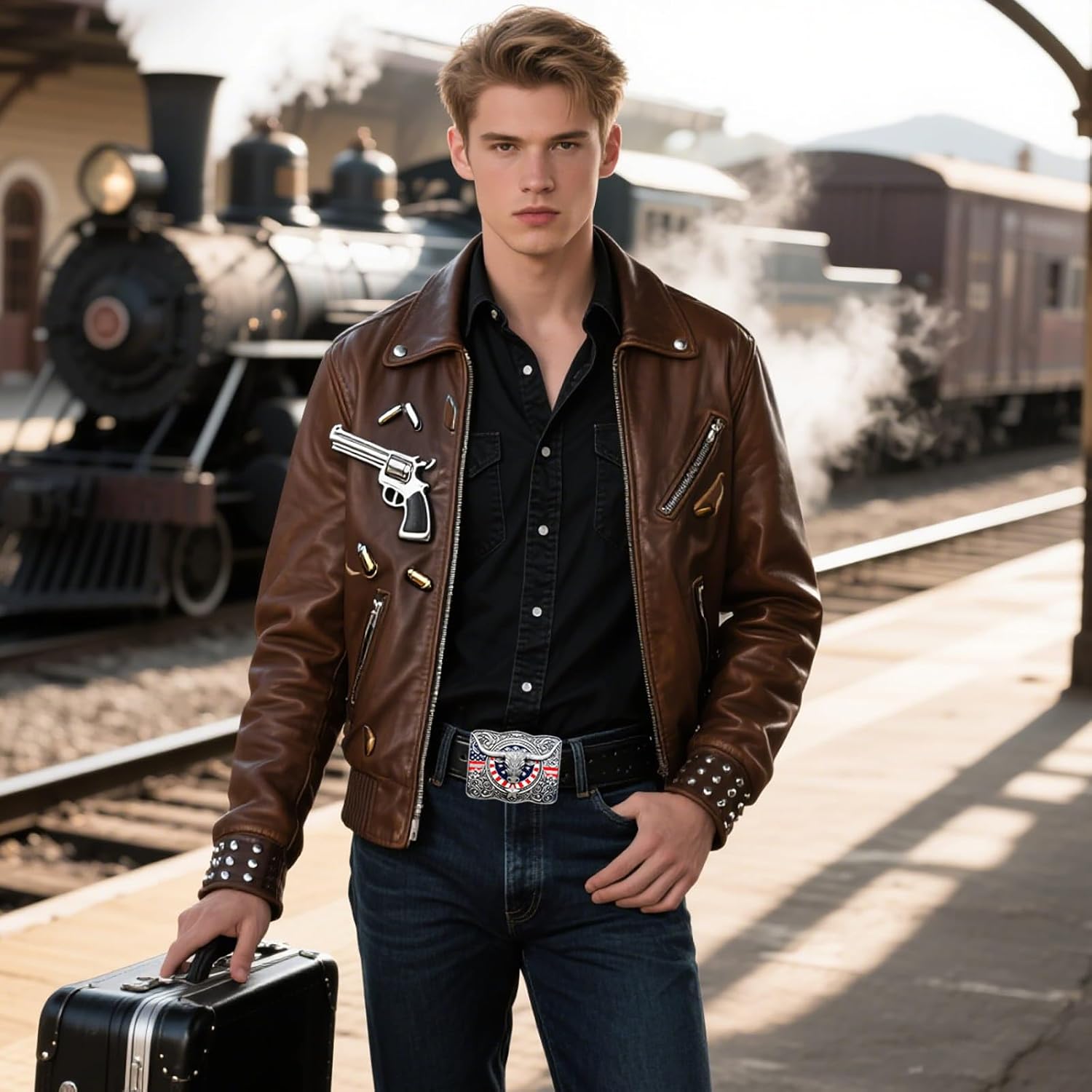 Cowboy Belt Buckle for Men Women Vintage Rodeo Texas Longhorn bull American Flag Western Belt Buckles - Image 8