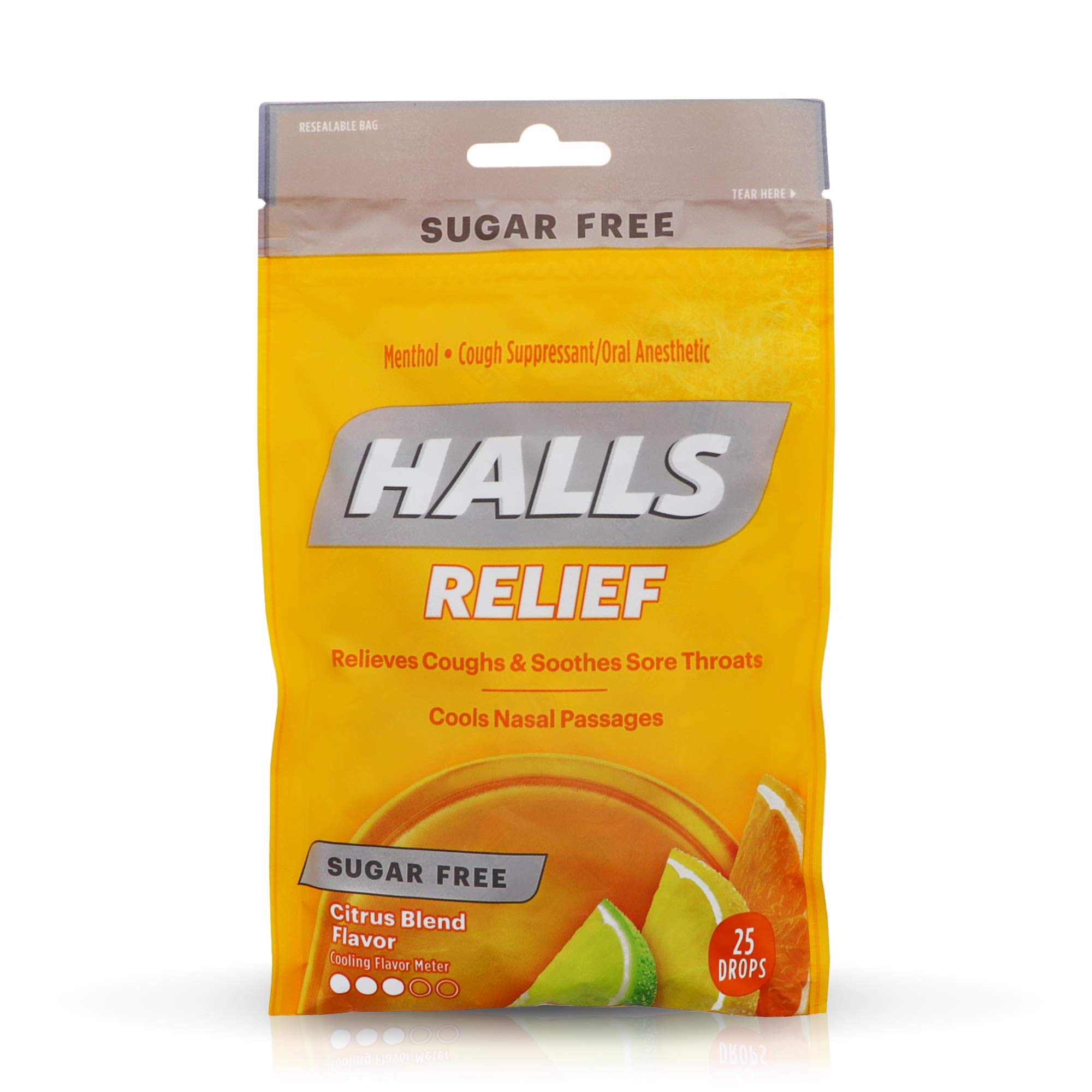 Halls Sugar Free Cough Suppressant Drops, Citrus Blend - 25 ea (Pack of 2)