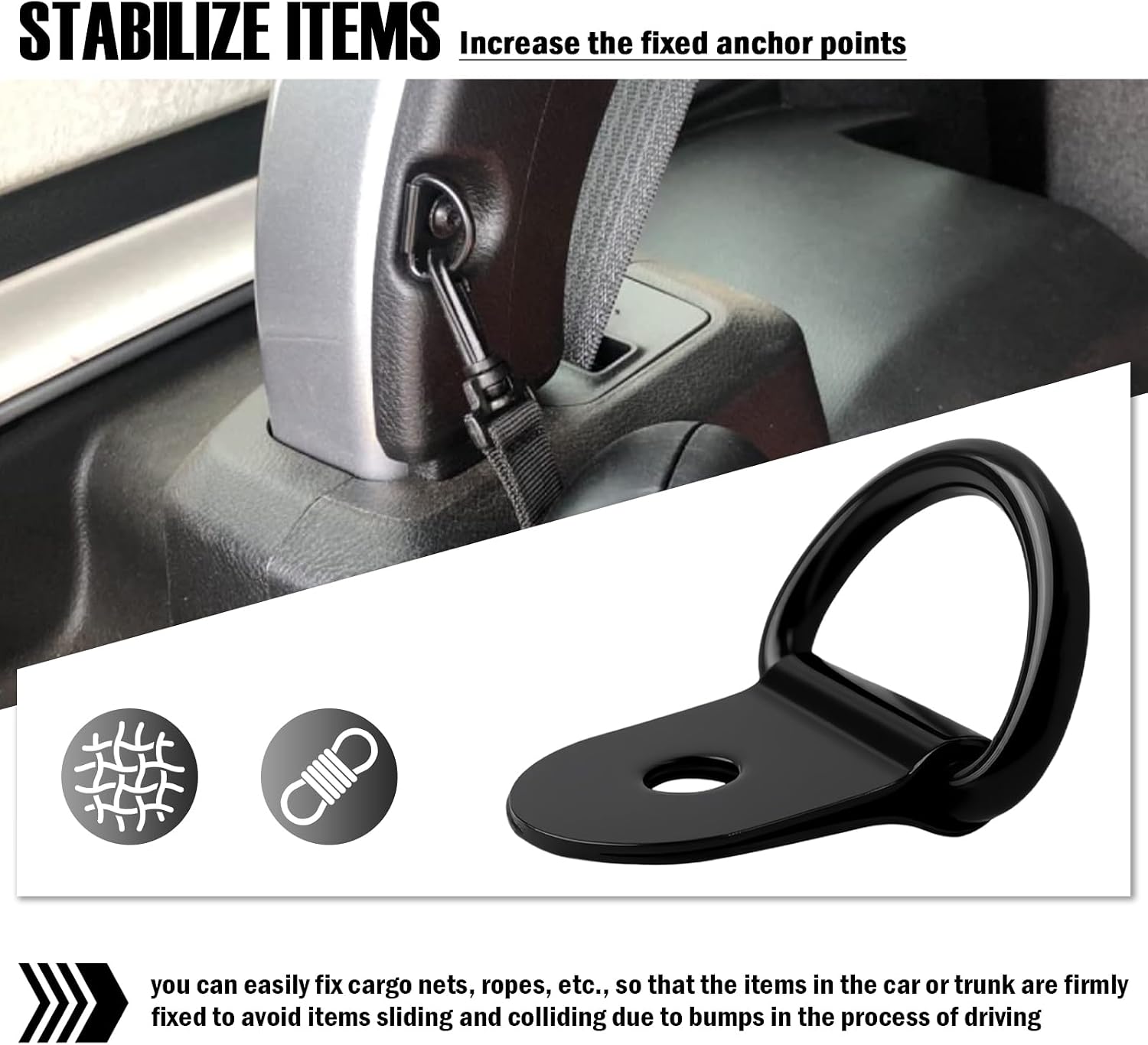 6PCS Upgraded D Ring Tie Down Anchor Kit with Screws,Stainless Steel Trailer Tie Down Anchor for Securing Cargo Nets,Anti-Rust Truck Bed Ties Downs Anchors Car Accessories