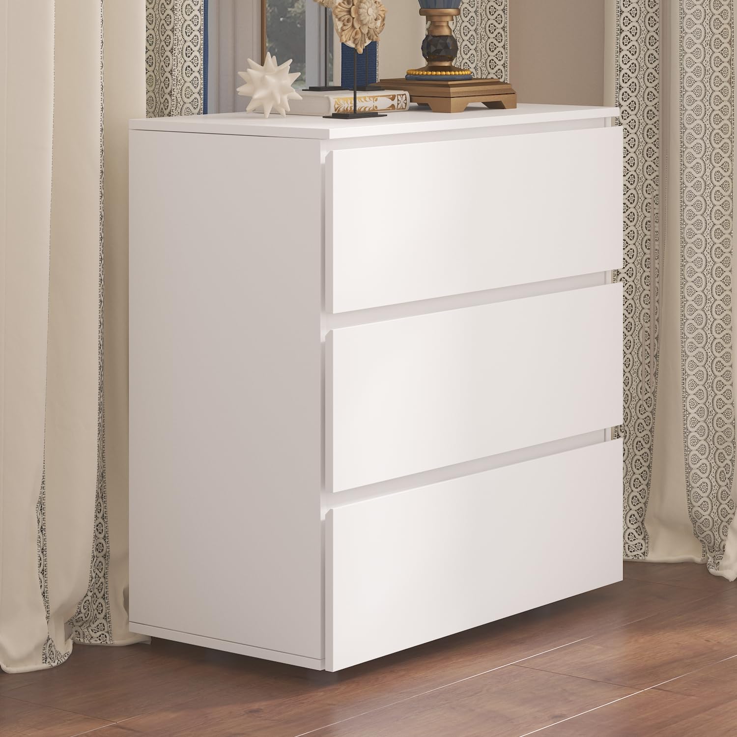 3 Drawer Dresser for Bedroom, Modern Chest of Drawers, Wooden Closet Storage Dresser Tower for Living Room, White