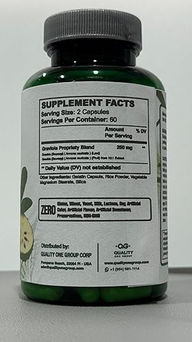 Miniatura 8 de GRAVIOLA MAX - 2500 mg por porción de suplemento de extracto de graviola puro - Guanábana (Annona muricata) - Refuerzo del sistema inmunológico y