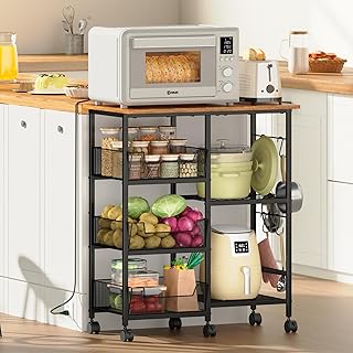 12 Mobile Kitchen Island Ideas for Flexible Prep and Storage 116 Rolling Kitchen Storage Microwave Cart, Kitchen Island with Adjustable S...