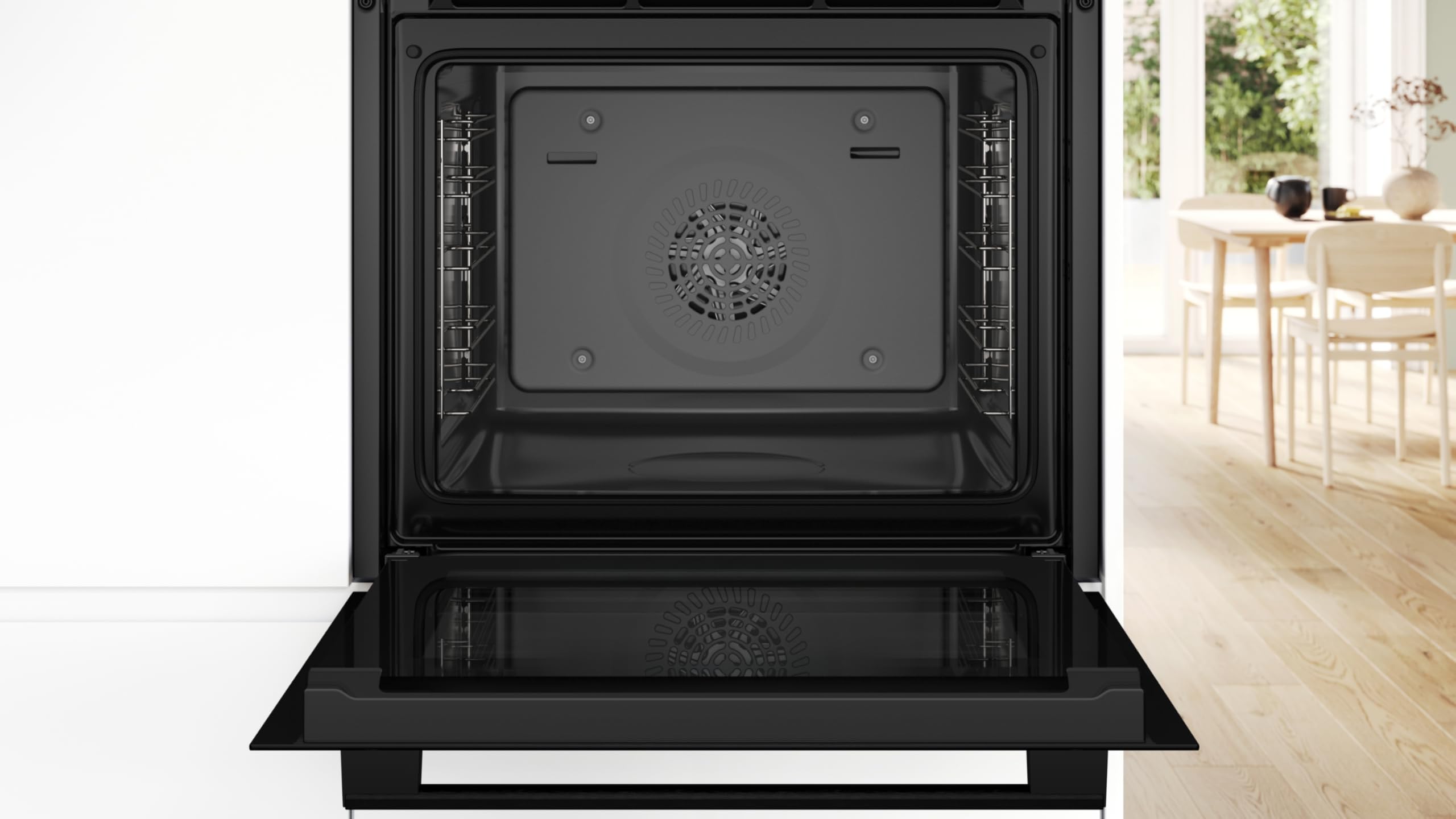 Bosch HBG537BB4 - Horno empotrable (60 x 60 cm, serie 6, función Air Fry, 10 programas automáticos, aire caliente 3D para un calor uniforme en 3 niveles, asistencia de limpieza con vapor de agua