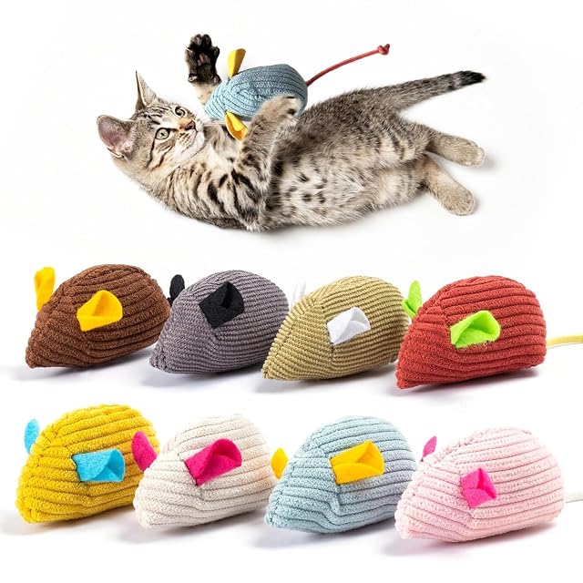 Cryptisg 8 Piezas Ratones para Gatos, Exquisito y Hermoso Ratón Juguete para Gatos
