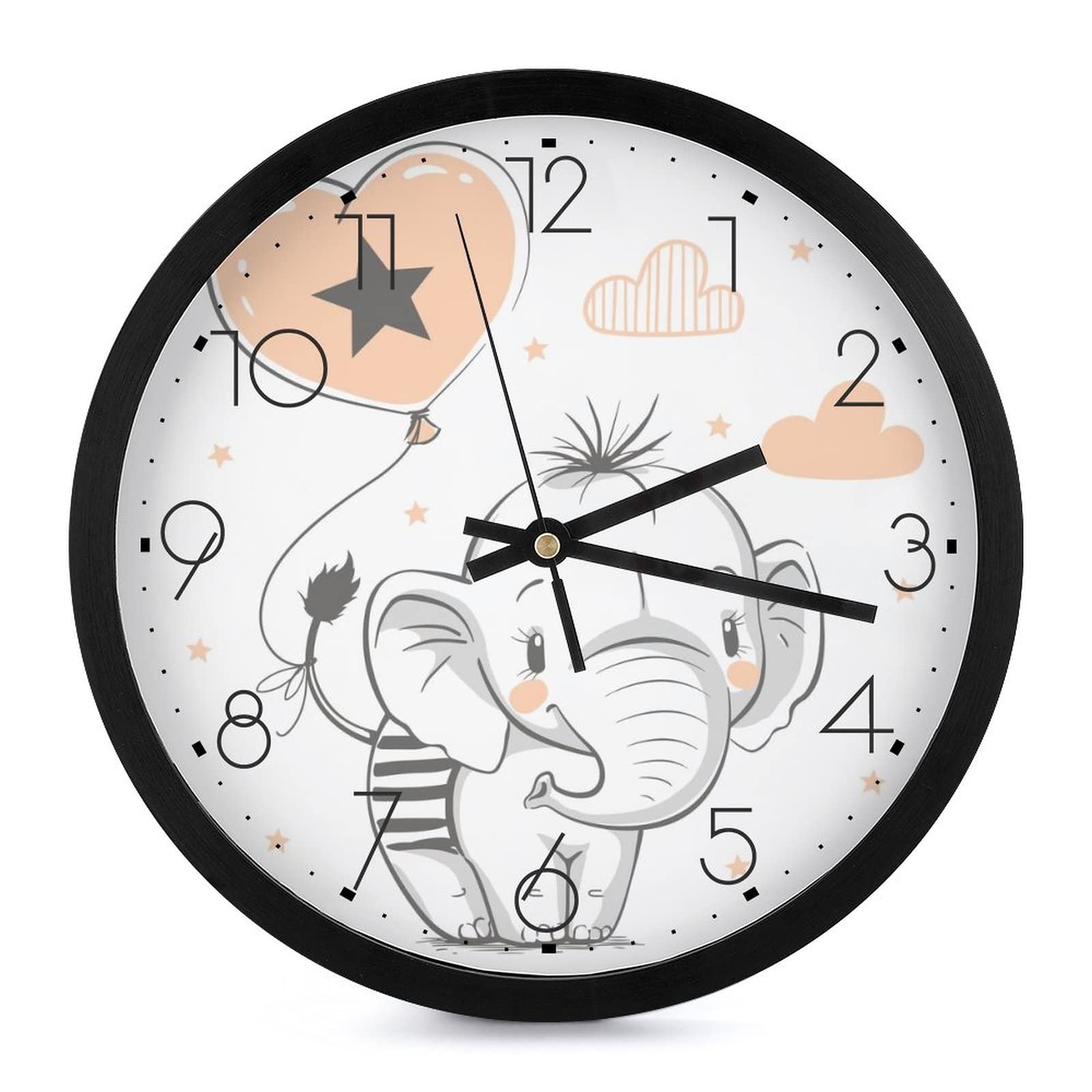 Horloge murale ronde éléphant pour décorer le salon et la cuisine