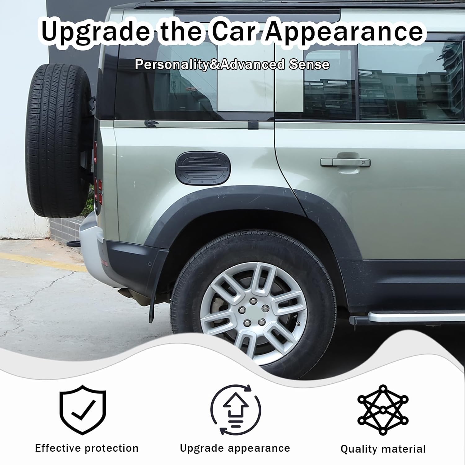Fuel Tank Cover Compatible with Land Rover Defender 90 110 130 2020-2024, ABS Material Car Gas Cap Cover Trim Exterior Accessories (Matte Black)