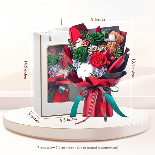 Miniatura 3 de Polylove Forever Flowers Bouquet - Ramo de 3 piezas de rosas preservadas con oso, caja de regalo para esposa, madre, día de San Valentín, día de la